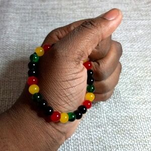 Jamaican Rasta glass bead bracelet 8mm